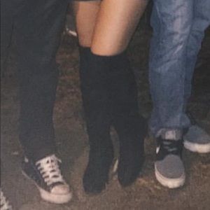 Black suede over the knee boots